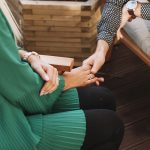 Overhead View Young Couple Holding Each Other S Hand